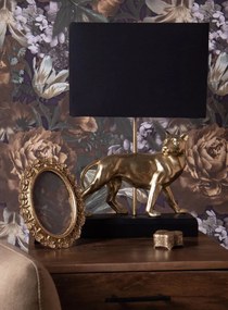Stolná lampa zlatý Levhart s čiernym tienidlom - 30*12*47 cm E27/max 1*18W