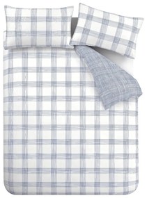 Bielo-modré bavlnené obliečky na dvojlôžko 200x200 cm Marlow Check – Bianca