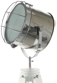 Dekorstudio Podlahová lampa TRIPOD na bielej trojnožke s chrómovaným tienidlom 153cm