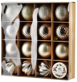 Sada 16 ks vánočních baněk Luca champagne zlatá