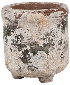 Oválný dekoratívny béžový antik terakotový džbán Teracci na nožkách -   Ø 9*10 cm