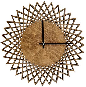 AMADEA Drevené hodiny nástenné v tvare slnka tmavé, masívne drevo, priemer 30 cm