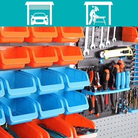 Nástenný organizér na náradie a skrutky- 2 typy-43 kusový