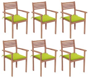 Stohovateľné záhradné stoličky s podložkami 6 ks tíkový masív 3072583
