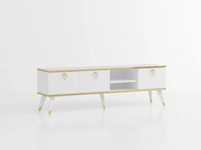 TV stolík CAROL 160 cm, biela/zlatá