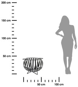 Kovový kôš na drevo Globe1, 46x35 cm, čierna