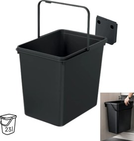 Prosperplast Závesný odpadkový kôš SYSTEMA BASIC, 23 l, 36 x 27 x 33cm, čierny