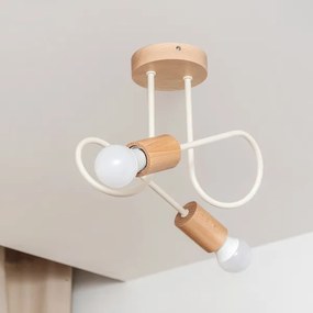 Prisadený luster OXFORD 2xE27/15W/230V borovica/krémová