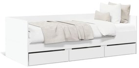 Denná posteľ so zásuvkami biela 90x200 cm kompozitné drevo 3280818