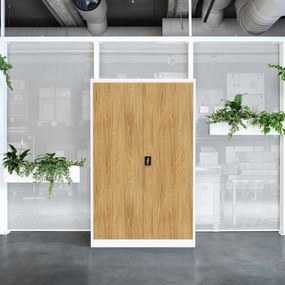 Kovová kancelárska skrinka Biely/ Zlatý dub: Eco Design JAN II