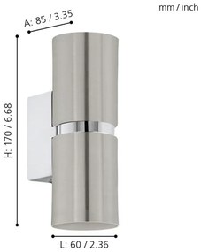Eglo 96261 - LED Nástenné svietidlo PASSA 2xGU10/3.3W/230V guľaté