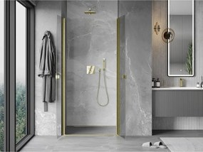 Mexen MIST, 2-krídlové sprchové dvere (d+d) 75x200 cm, 6mm číre sklo, zlatý matný profil, 8A7-075-000-55-00