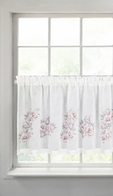 EUROFIRANY Záclona zdobená čipkou 150 cm x 60 cm ružová 100 % polyester