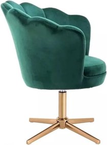 LuxuryForm DESIGN Kreslo FREY VELUR na zlatom kríži - zelené