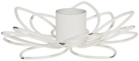 Biely antik dekoračný svietnik kvet na úzku sviečku Flia - Ø 12*3 cm