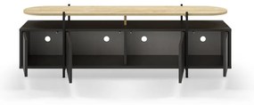 Čierny TV stolík v dekore duba 160x48 cm Hinoa – Marckeric