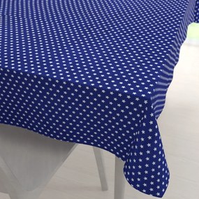 Biante Bavlnený obdĺžnikový obrus Sandra SA-352 Biele hviezdičky na modrom 50x100 cm