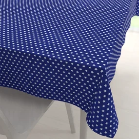 Biante Bavlnený obdĺžnikový obrus Sandra SA-352 Biele hviezdičky na modrom 50x100 cm