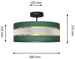 Luster na tyči HELEN 3xE27/15W/230V zelená/zlatá