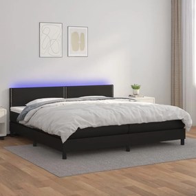 Boxspring posteľ s matracom a LED čierna 200x200 cm umelá koža 3134183