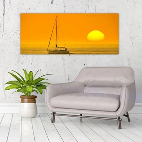 Obraz - Loďka uprostred mora (120x50 cm)