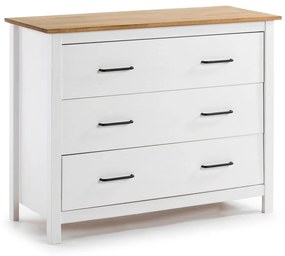 Biela nízka komoda z borovicového dreva 100x80 cm Miranda – Marckeric