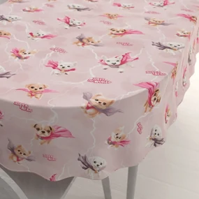 Biante Detský bavlnený oválny obrus Sandra SA-650 Psí superhrdinovia na staroružovom 50x100 cm