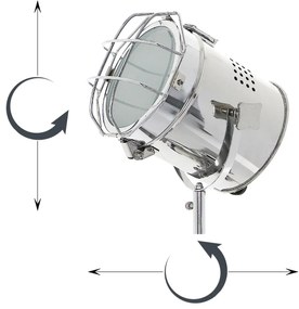 Dekorstudio Podlahová lampa TRIPOD na bielej trojnožke s chrómovaným tienidlom