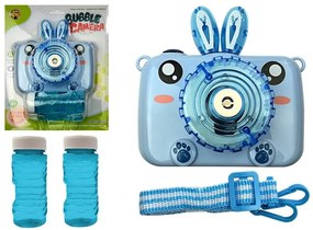 LEAN TOYS Fotoaparát vytvárajúci bubliny zajačik modrý