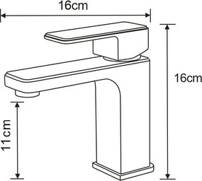 Mexen Cetus, umývadlová batéria h-160, čierna matná, 744300-70