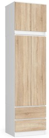Šatníková skriňa s nástavcom STAR 60 cm biela/dub sonoma