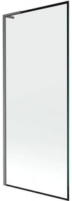 Mexen Next L, 1-krídlová vaňová zástena 80 x 150 cm, 6mm číre sklo-čierny vzor, grafitový profil, 895-080-000-03-70-66