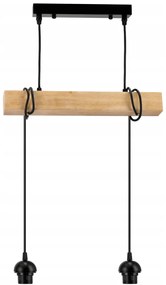BERGE Závesné stropné svietidlo LED drevený trám 2xE27 štvorcový luster Rollable