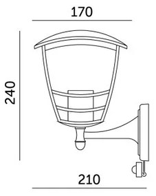 Vonkajšie nástenné svietidlo so senzorom TEVIO 1xE27/60W/230V IP54 čierna