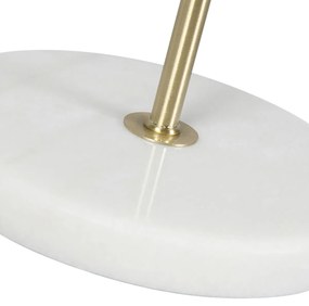 Mosadzná stolová lampa s velúrovým tienidlom s dizajnom listov a zlatým vnútorným priestorom - Kaso