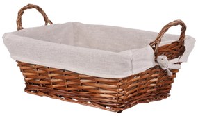 Prútený kôš s látkou hnedá, 35 x 25 x 13 cm