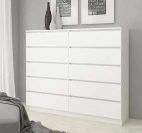 Komoda K140 10SZ CLP biela