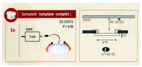 Paulmann 92387 - LED/4,5W IP44 Kúpeľňové podhľadové svietidlo VARIFIT 230V