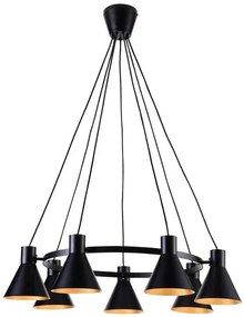 Candellux Čierno-zlatý závesný luster More pre žiarovku 7x E27 37-71170