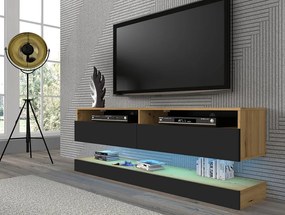 TV stolík/skrinka Dual 160 (dub artisan + čierna). Akcia -19%. Vlastná spoľahlivá doprava až k Vám domov. 1124831