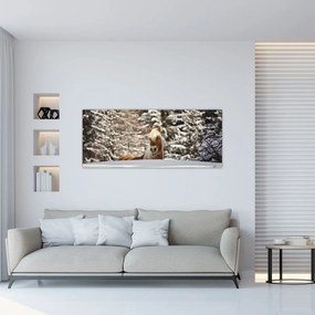 Obraz - Kôň v zimnej krajine (120x50 cm)