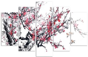 Gario Obraz na plátne Japonská čerešňa - 5 dielny Rozmery: 200 x 100 cm