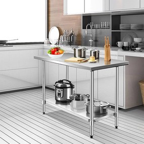 Nerezový stôl s dolnou poličkou