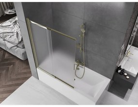 Mexen Fox, 2-krídlová vaňová zástena 120x150 cm, 5mm sklo námraza, zlatý lesklý profil, 891-120-002-50-30