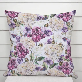 Biante Dekoračná obliečka na vankúš PML-108 Fialové kvety s motýlikmi na bielom 60 x 60 cm