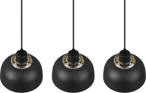 Závesné stropné osvetlenie Punch, čierno-zlatá, 3 svietidlá