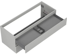 Mexen Rivel, kúpeľňová skrinka pod umývadlo 120 cm, 2 zásuvky, drážkovaná, matná sivá, 91A20-12047-2-BFF62