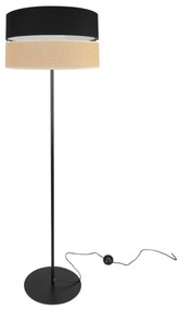 Podlahová lampa JUTA, 1x jutové/čierne textilné tienidlo, O, B