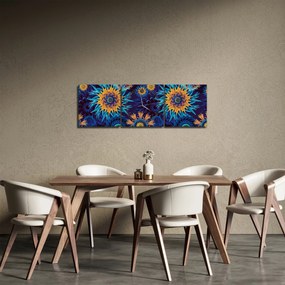 Obraz - 3D kvety (s hodinami) (90x30 cm)