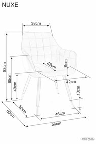 Signal NUXE VELVET jedálenská stolička ČIERNA/CHROMOVÝ RÁM/OLIV BLUVEL 77
